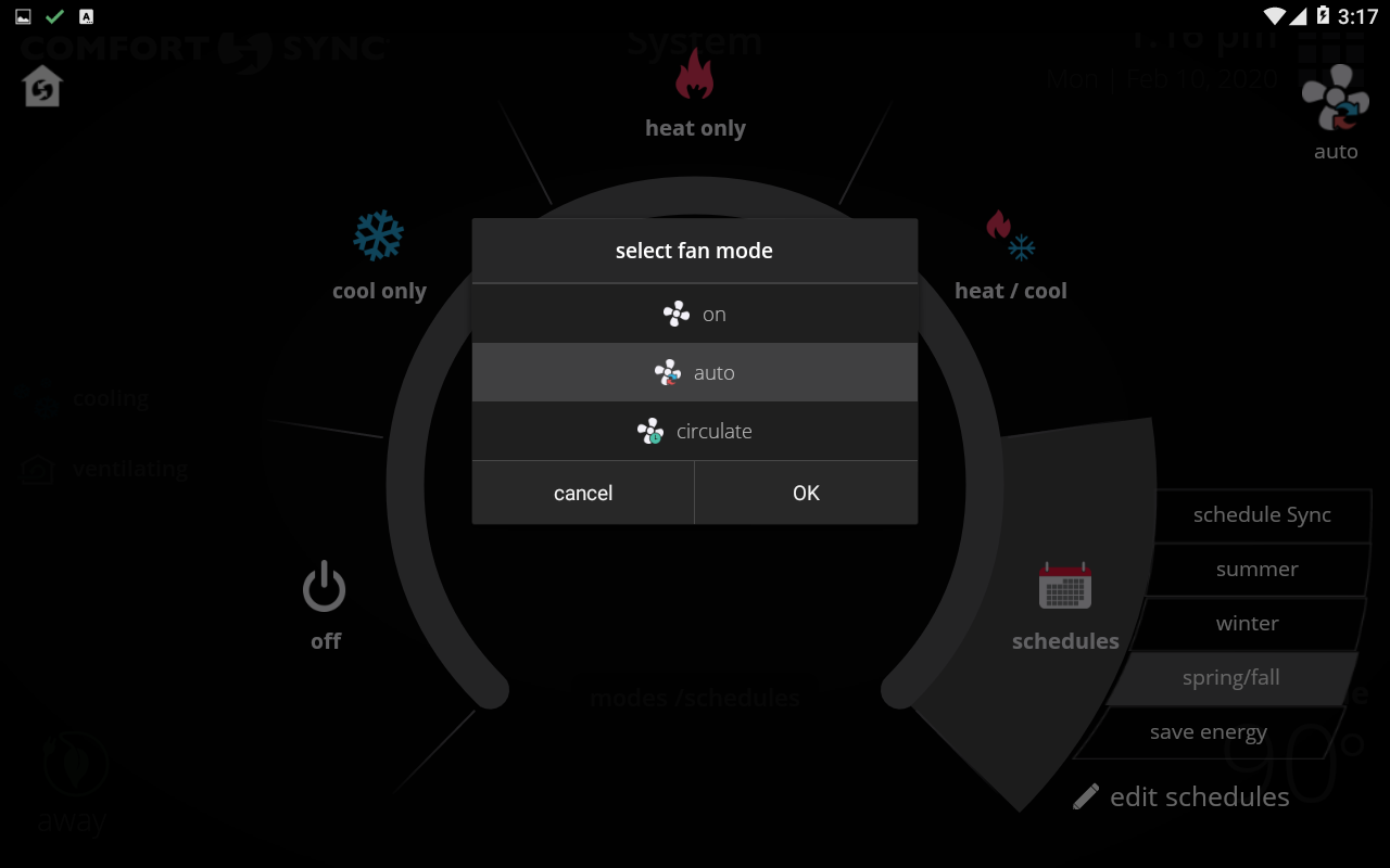 Schedule Fan Mode